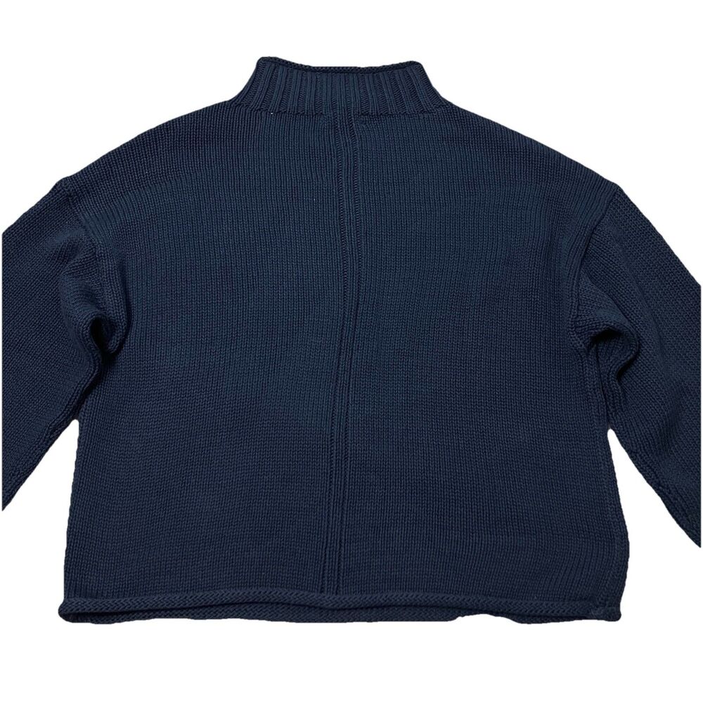 J Crew 2025 Rollneck Sweater Womens S Navy Blue 100% Cotton Coastal Minimalist - Picture 12 of 14